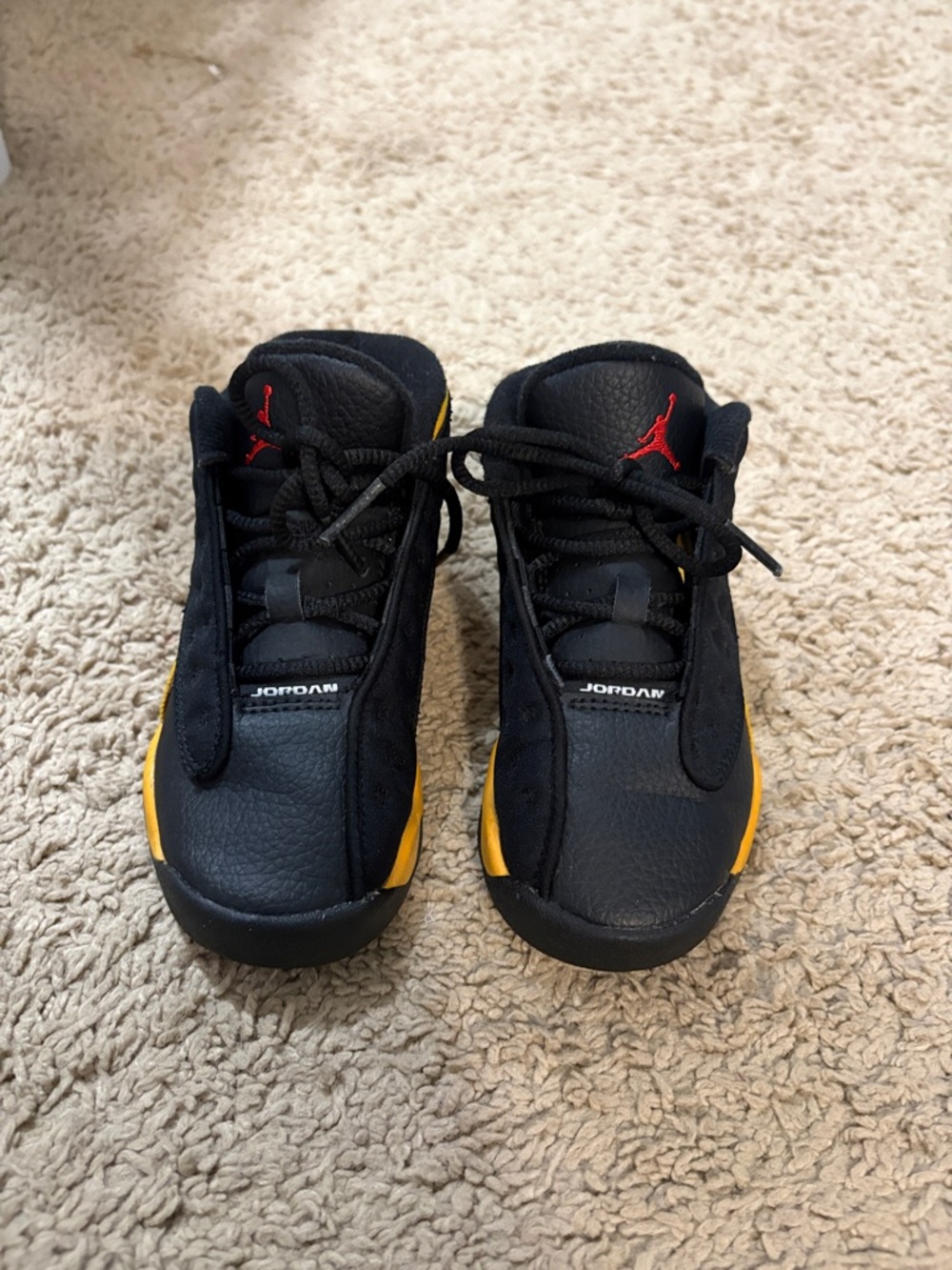 Jordan Kids Black and Yellow Low-Top Sneakers